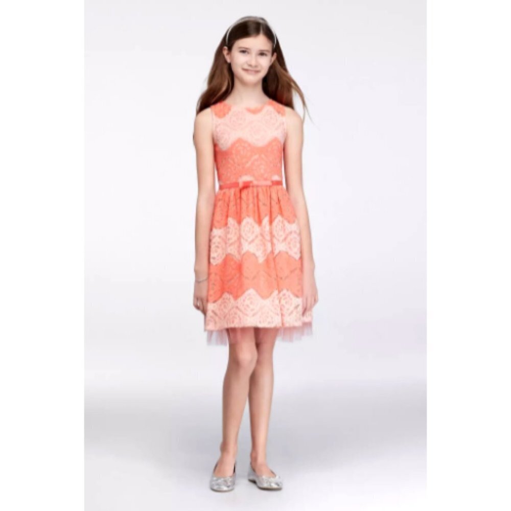 Speechless Girls Pastel  Holiday Lace Round Neck Sleeveless Dress 14 NWT